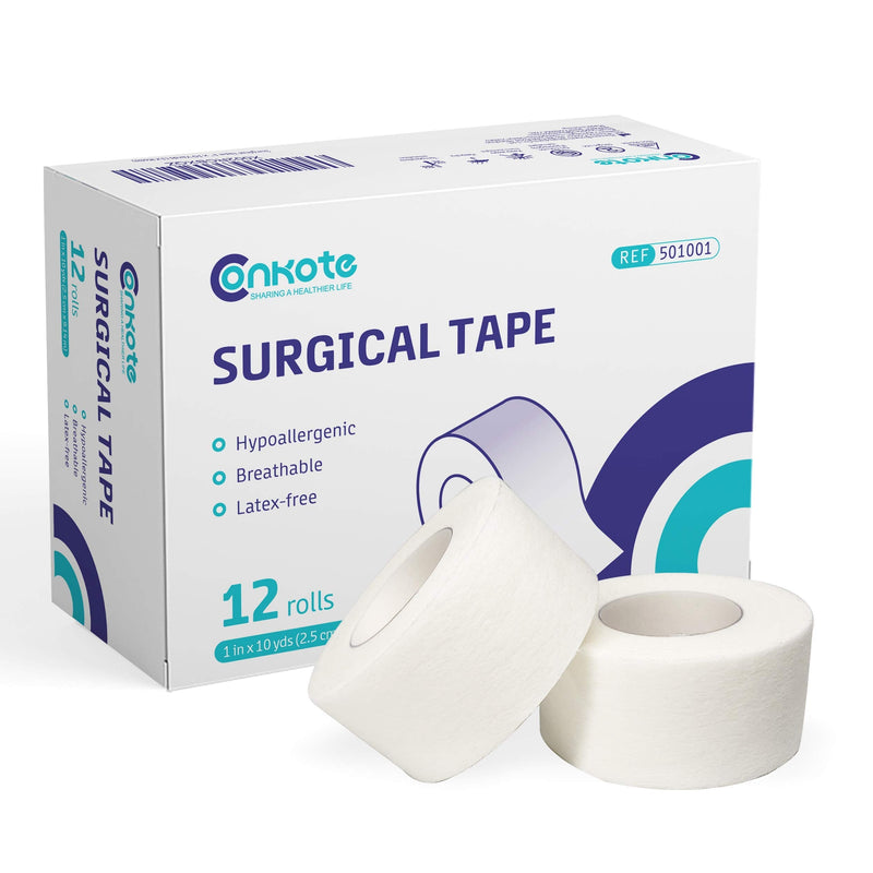 Conkote Soft Paper Surgical Tape 1" x 10 Yards, Gentle Adhesion and Hypoallergenic, 12 Rolls - BeesActive Australia