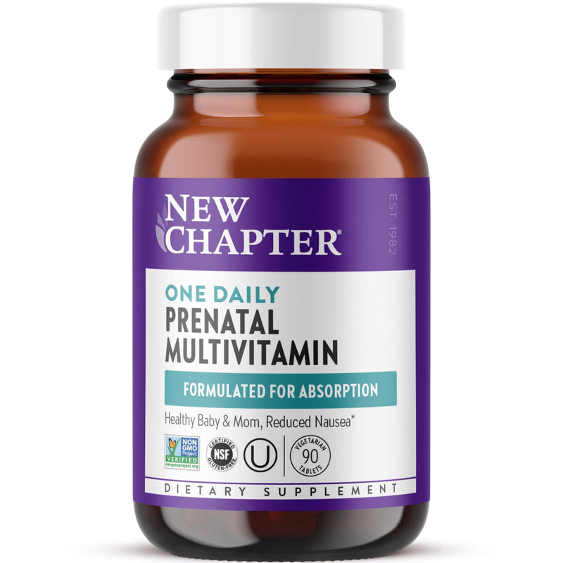 New Chapter One Daily Prenatal Multivitamin, 90 Count | With Methylfolate and Choline for Healthy Mom and Baby, Gluten Free and Non-GMO Prenatal Vitamin Daily Formula 90 Count (Pack of 1)