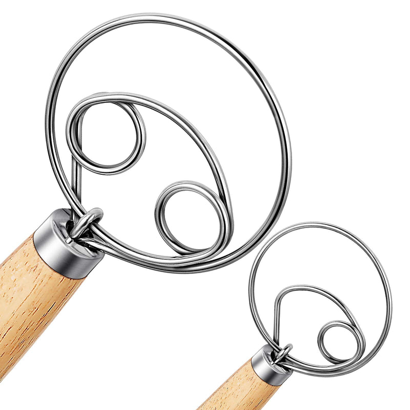 Nlmyt 2Pcs Danish Dough Whisk, Bread Whisk, Dutch Whisk, Wooden Danish Whisk, 13 Inch Premium Stainless Steel Pastry Whisks, Whisk Kitchen Tool for Bread, Batter, Cake 2pack bread whisks - BeesActive Australia