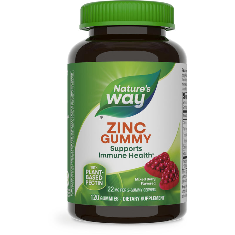 Nature's Way Zinc Gummies, Daily Immune Support Gummies*, 100% Daily Value Zinc per Gummy, Mixed Berry Flavored, 120 Gummies (Packaging May Vary) 120 Count (Pack of 1) - BeesActive Australia