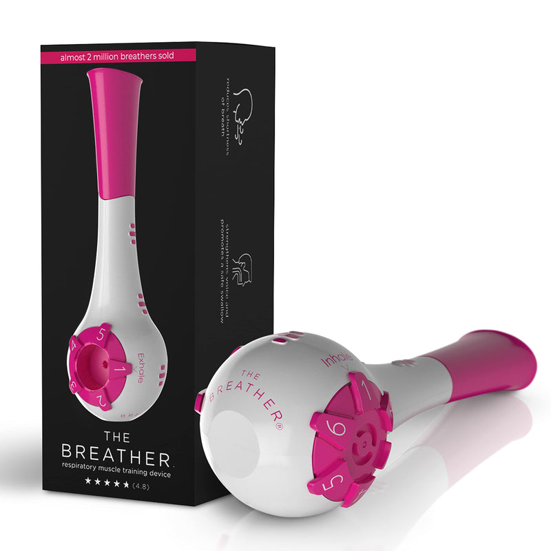 BREATHER PINK │ Natural Breathing Exerciser Trainer for Drug-Free Respiratory Therapy │ Breathe Easier with Stronger Lungs │ Guided Mobile Training App Included - BeesActive Australia