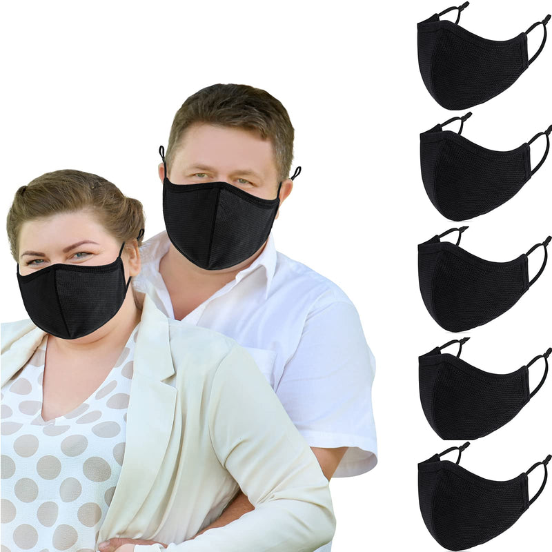 comfso 5-Pack 3-Layer Extra Large Face Masks For Big Face Women Men with Adjustable Ear Loops Reusable and Washable Dust proof (XL/X-Large Size) Extra Large/Xl for Big Face Women/Men