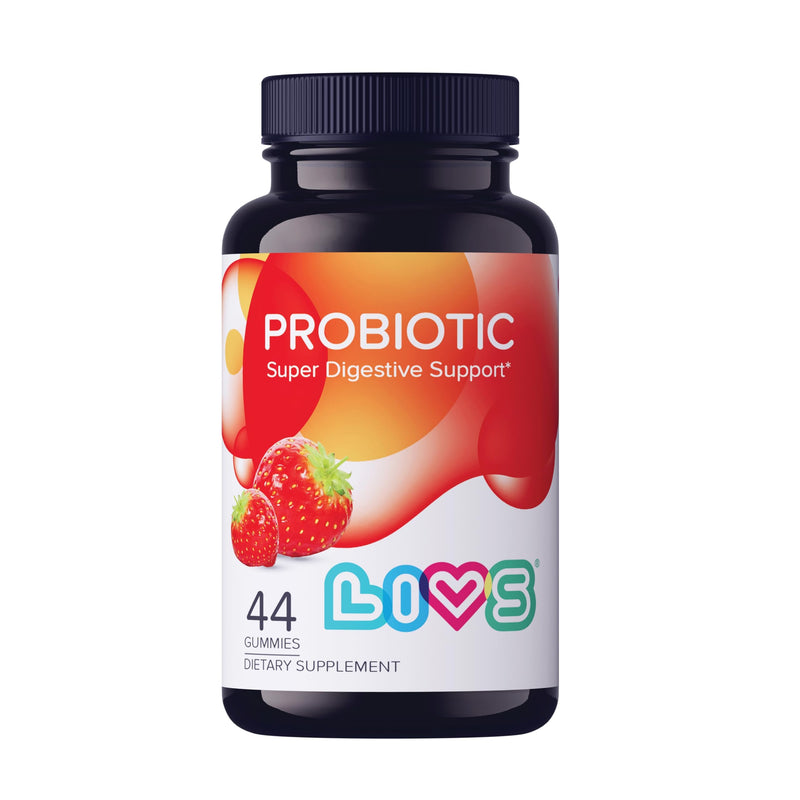 LIVS Probiotic Gummies for Women and Men – 5 Billion CFUs Bacillus Coagulans for Digestive Gut Health, Mood Support & Immune Boost | All Natural, Plant-Based, Vegan, Strawberry Flavor - 44 Count 1 Count (Pack of 1)