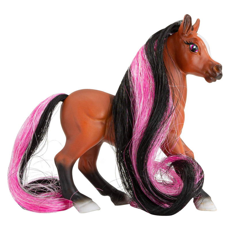 Breyer Horses Mane Beauty Li'l Beauties | Blaze | Brushable Black and Pink Mane and Tail | 4.25" L x 3.25" H |Model #7412, Brown - BeesActive Australia