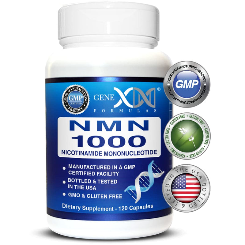 Genex Formulas NMN 1000mg Dose Stabilized Form 99% Pure Supplement 120 Caps | NMN Supplement for Cellular Energy, Increased NAD Levels, DNA Repair, and Healthy Aging, GMP Certified, 30 Day Supply 120 Count (Pack of 1)