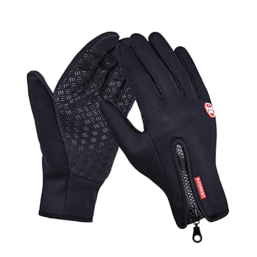 FOXLVDA Winter Warm Gloves for Men and Women, with Windproof and Waterproof Features, Sensitive Touch Screen Texting Fingers for Work, Cycling, Driving Large black