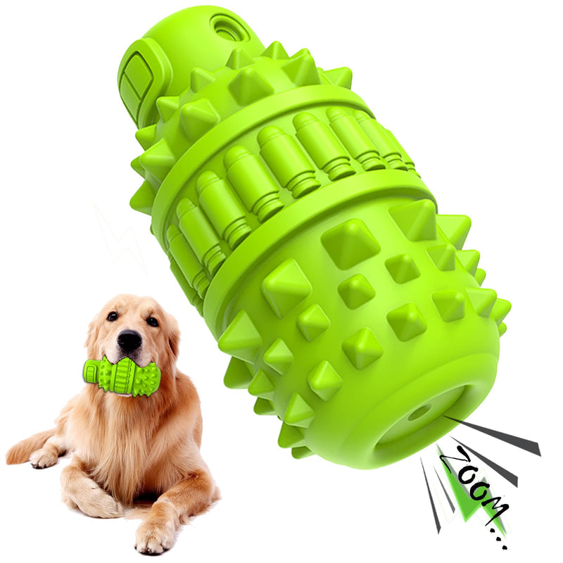 PIFFZEDO Dog Toys for Aggressive Chewers Tough Dog Squeaky Toys for Large Medium Breed Interactive Durable Natural Rubber Dog Chew Toys Dog Birthday Toy Dog Toothbrush (Green,Large) Green - BeesActive Australia