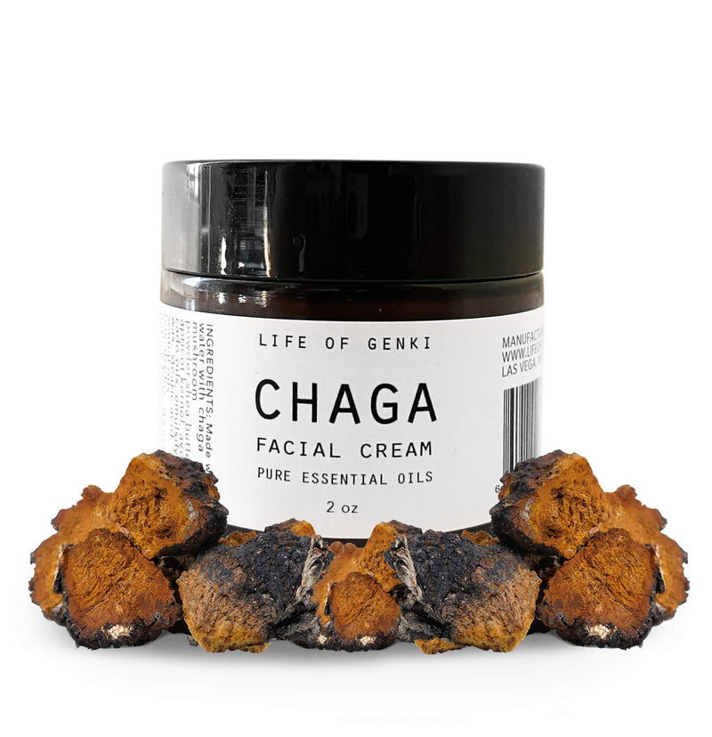 life of genki Chaga mushroom all natural Facial Lotion 2oz MADE IN USA Cedarwood scent Shea Butter Moisturizers face cream store elasticity antioxidant paragons free - BeesActive Australia