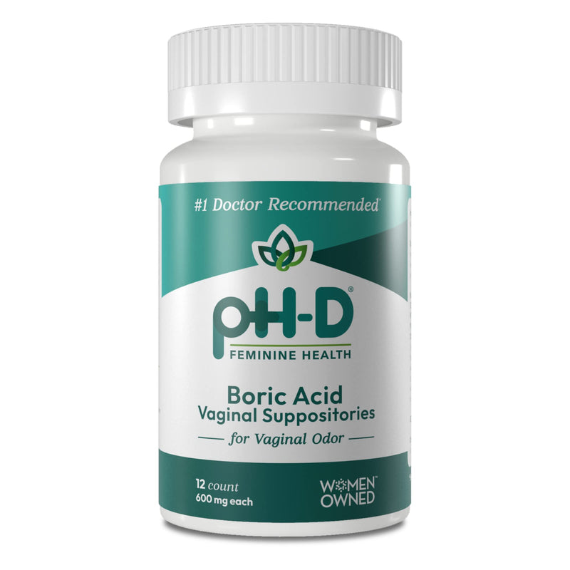 pH-D Feminine Health - 600 mg Boric Acid Suppositories - Woman Owned - for Vaginal Odor Use - 12 Count 12 Count (Pack of 1) - BeesActive Australia