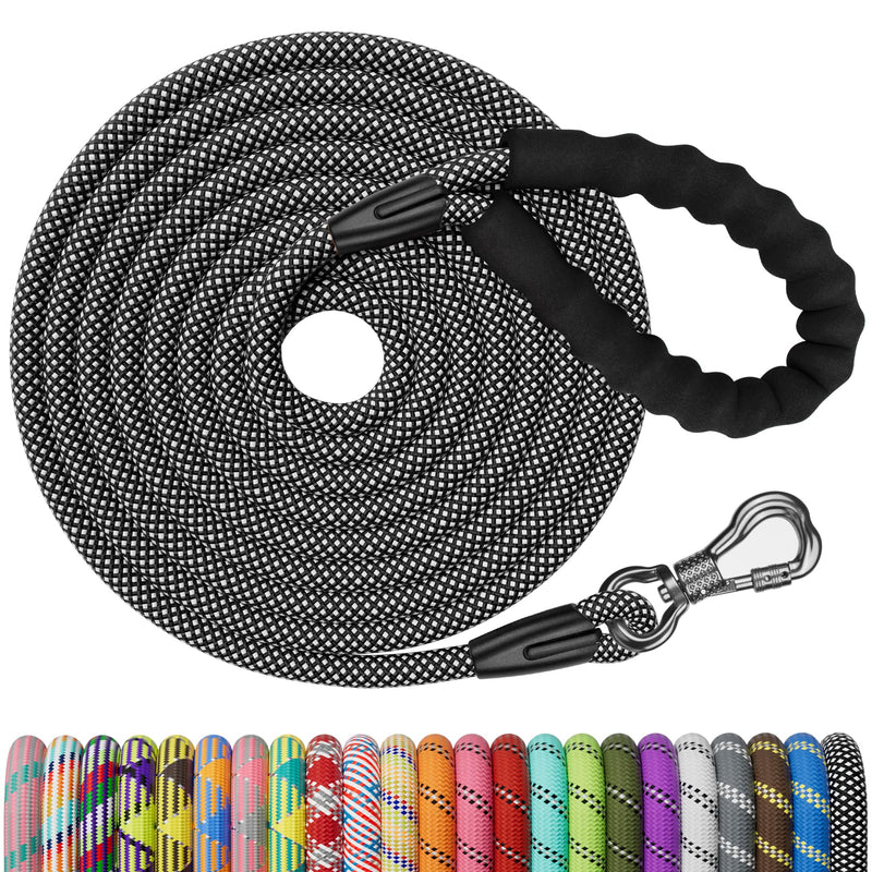 NTR 15FT Training Leash for Dogs, Nylon Rope Dog with Swivel Lockable Hook and Comfortable Padded Handle, Cat Puppy Lead Small Medium Large Dogs Training, Playing, Camping, or Backyard 15ft*1/3" Black - BeesActive Australia