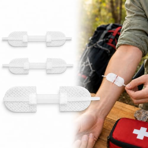 Emergency Wound Closures Adhesive Bandages, Zip Stitch Stickers for Camping, Survival & Household Gear, 3 Pcs (70 * 22mm, White) 70*22mm