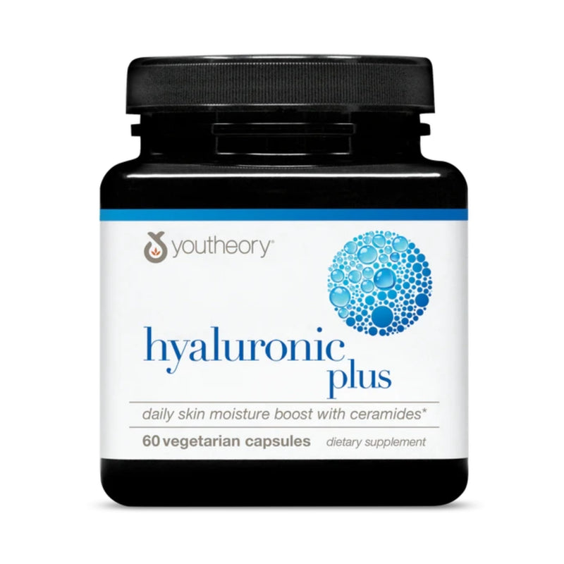 Youtheory Hyaluronic Acid Plus, 60 Vegetarian Capsules, 30-Day Supply | Joint and Skin Support*, with Ceramides, Vitamin C, Biotin, and Lutemax SkinGlo, Dairy, Soy, and Gluten-Free Hyaluronic Plus