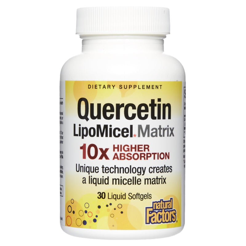 Natural Factors Quercetin LipoMicel Matrix - Supports Immune Health & Capillary Health - Antioxidant Support Supplement with Highly Absorbable Quercetin - 30 Softgels (30 Servings) 30 Count (Pack of 1)