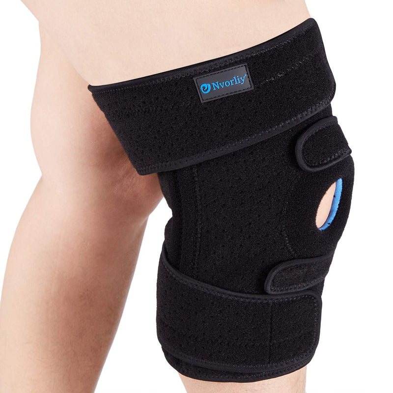 Nvorliy Plus Size Knee Brace for Knee Pain, Extra Large Knee Brace for Women and Men, Adjustable Knee Support with Side Stabilizers for Knee Pain Relief, Arthritis, ACL, LCL, MCL, Injury Recovery 5XL/6XL Black