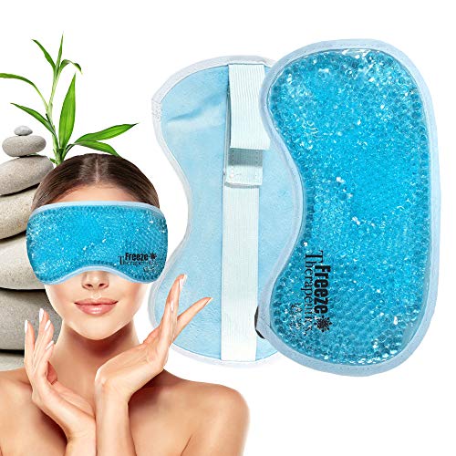 USA Merchant - Hot/Cold Plush Gel Bead Relief Wrap | Freeze Therapeutics by L'AUTRE PEAU | Hot Or Cold Reusable Ice Packs with Flexible Beads (Blue Full Eye Mask) Blue Full Eye Mask
