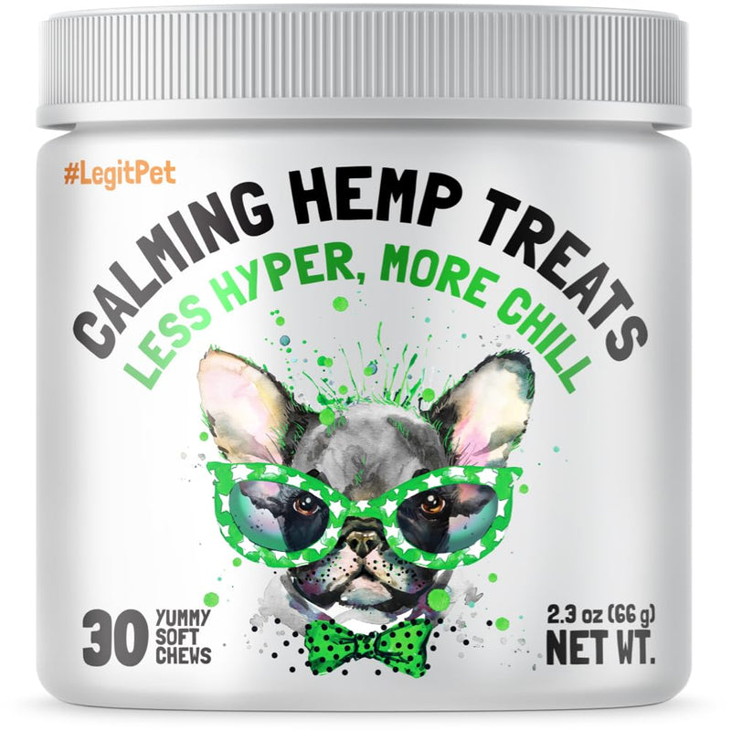 Calming Hemp Treats for Dogs Made in USA Organic Hemp Natural Separation Aid Helps with Barking, Chewing, Thunder, Fireworks, Aggressive Behavior Soothing Stress Relief Natural Relaxation 30 Chews - PawsPlanet Australia