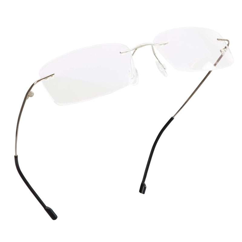 LifeArt Blue Light Blocking Glasses, Computer Reading Glasses, Anti Blue Rays, Reduce Eyestrain, Rimless Frame Tinted Lens with diamond, Stylish for Men and Women (Silver, No Magnification) 03_858_silver 0.0 x - BeesActive Australia