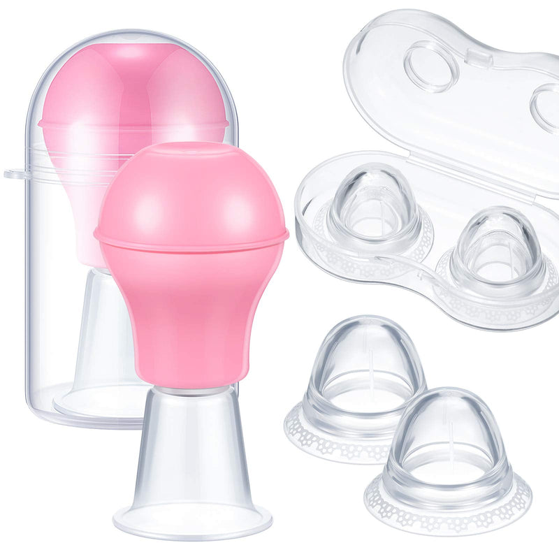4 Pieces Nipple Sucker Nipple Corrector Nipple Puller Women Breastfeeding Flat Inverted Nipple, Aspirator Nipples Retraction Nipples Silicone Cups for Mommy Girl (Pink) Pink