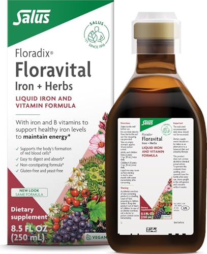 Floradix Floravital Liquid Iron Supplement, Vegan, Gluten-Free, 8.5 Fl Oz Unflavored 8.5 Fl Oz (Pack of 1)