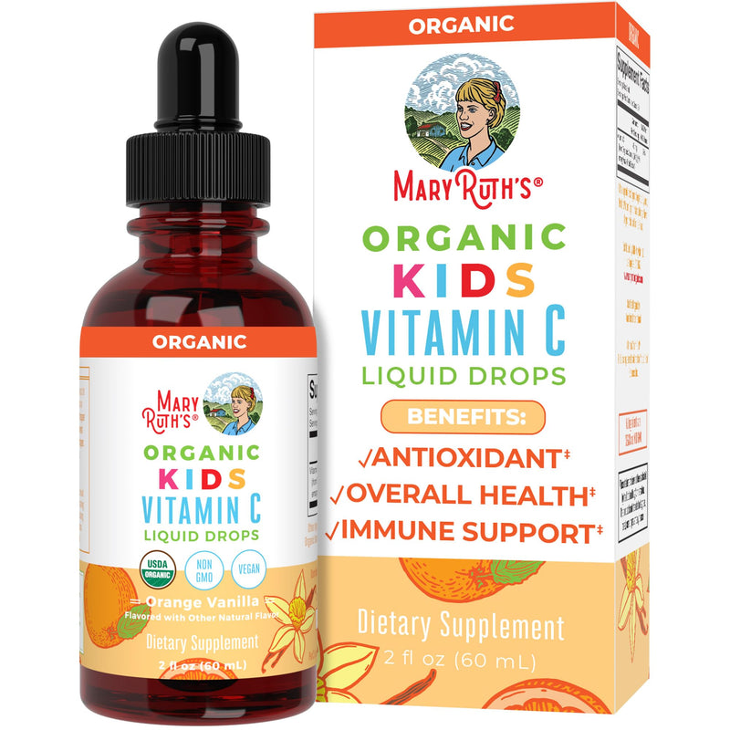 MaryRuth Organics USDA Organic Kids Vitamin C Drops | Vegan Vitamin C Immune Support Supplement for Ages 4-13 | Immune Support & Overall Health | Vitamin C from Organic Acerola Fruit Extract | 2oz - BeesActive Australia