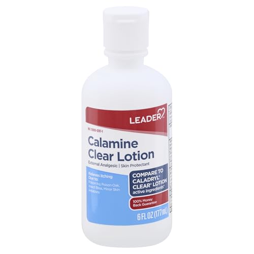 Leader Medicated Calamine Clear Lotion, Anti-Itch, External Analgesic Skin Protectant, Relieves Minor Skin Irritations, Poisen Ivy, Poisen Oak,Insect Bites, 6 oz