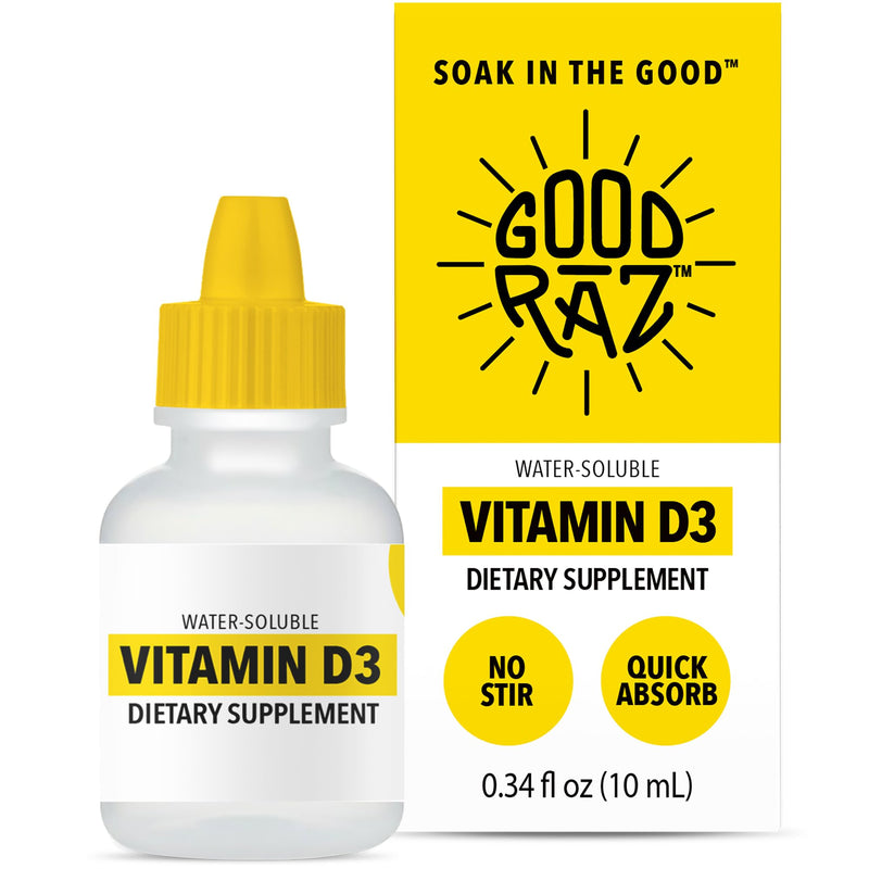 Vitamin D3 Drops for Adults 4-Month Supply – Water-Soluble Liquid Vitamin D, Non-GMO, Kosher Supplement – Easy to Absorb, No Stir, Flavorless D3 Liquid for Food or Drink 1