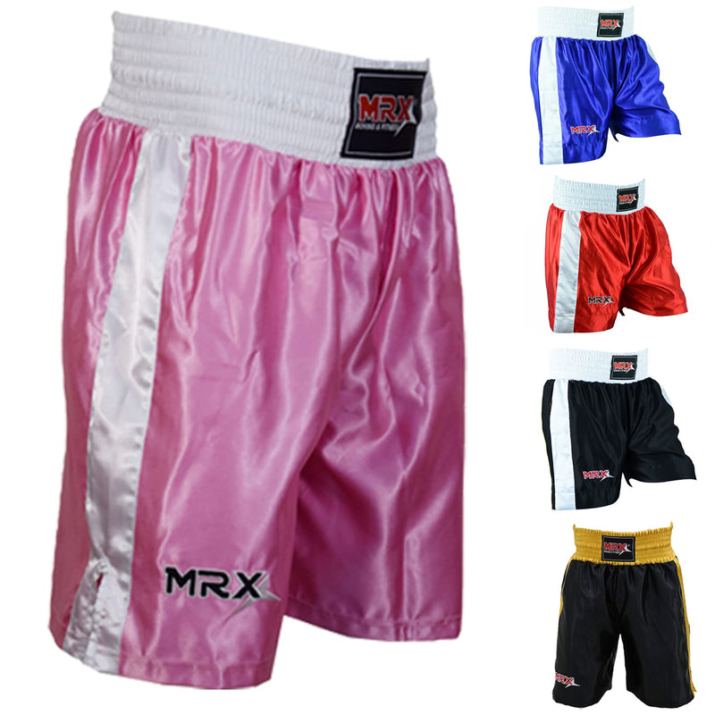 Men Boxing Shorts for Boxing Training Fitness Gym Cage Fight MMA Mauy Thai Kickboxing Trunks Clothing Medium Pink/White