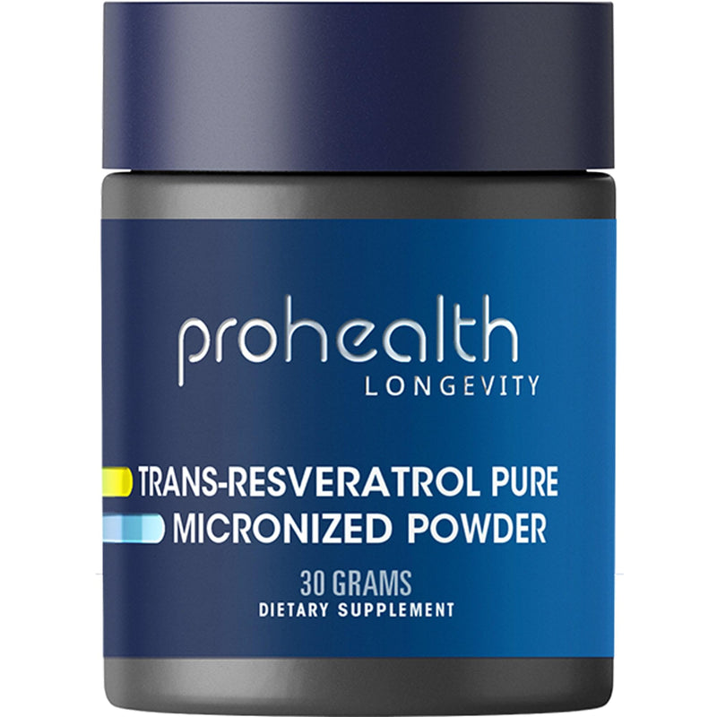 ProHealth Longevity Micronized Pure Trans Resveratrol Powder 30 Grams - 98% Pure Pharmaceutical Grade, 1000 mg per Scoop, Superior Absorption and Bioavailability | Cellular, Brain, Heart & Joint Health 1.05 Ounce (Pack of 1)