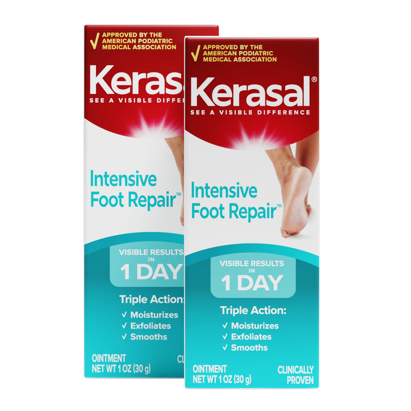 Kerasal Intensive Foot Repair Skin Healing Ointment for Cracked Heels and Dry Feet 1 oz , 2 Count, (Pack of 2) 1 Ounce (Pack of 2) Intensive Foot Repair (Twin Pack)