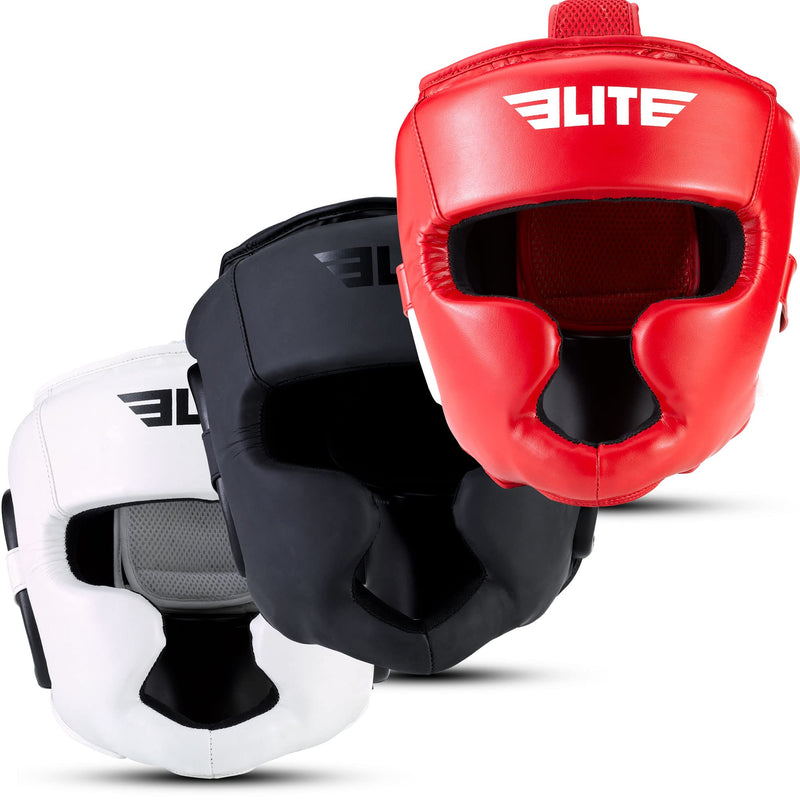 Elite Sports Best Boxing Headgear, Training Sparring Safety Head Guard for MMA, Kickboxing Trainees, Muay Thai, and Boxing for Adult Men White