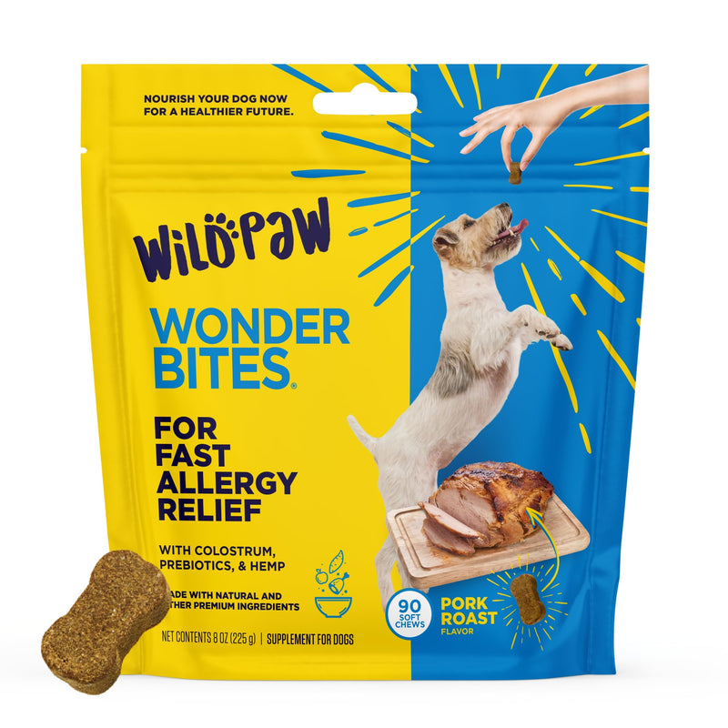 WonderBites for Fast Allergy Relief - Pet Supplement to Support Itchy Skin & Allergy Relief - Dog Skin & Coat Health Supplement - 90 Soft Chews - PawsPlanet Australia