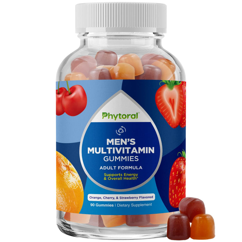 Phytoral Natural Multivitamin for Men Gummies with Zinc - Vitamin D C A & Biotin B6 B12 Full Health Supplement - 90 Count (Pack of 1)