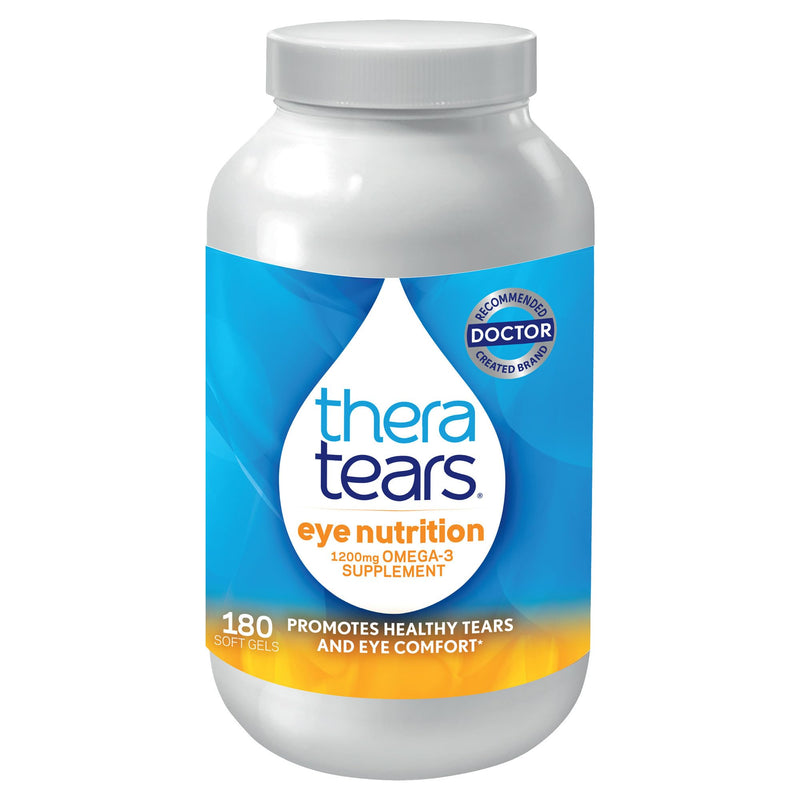 TheraTears Omega 3 Supplement for Eye Care, 180ct | 1200mg Fish Oil and Organic Flaxseed Oil with Vitamin E, Eye Nutrition, Promotes Healthy Tears & Eye Comfort 180 Count (Pack of 1)