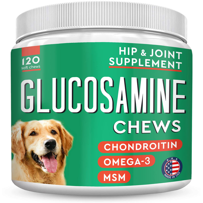 Glucosamine Dog Treats for Picky Eaters - Joint Supplement w/Chondroitin, MSM, Omega-3 - Joint Pain Relief - Advanced Formula - Chicken Flavor - Made in USA - 120 Ct - PawsPlanet Australia