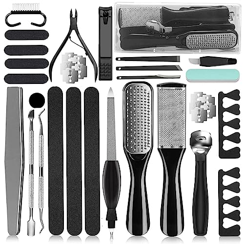 36 in 1 Professional Pedicure Kit, Foot File, Foot Rasp and Callus Remover Black