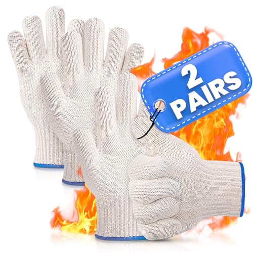 KETAR 2 Pair Aramid Fiber Heat Resistant Gloves for Cooking, 9.5 Inch