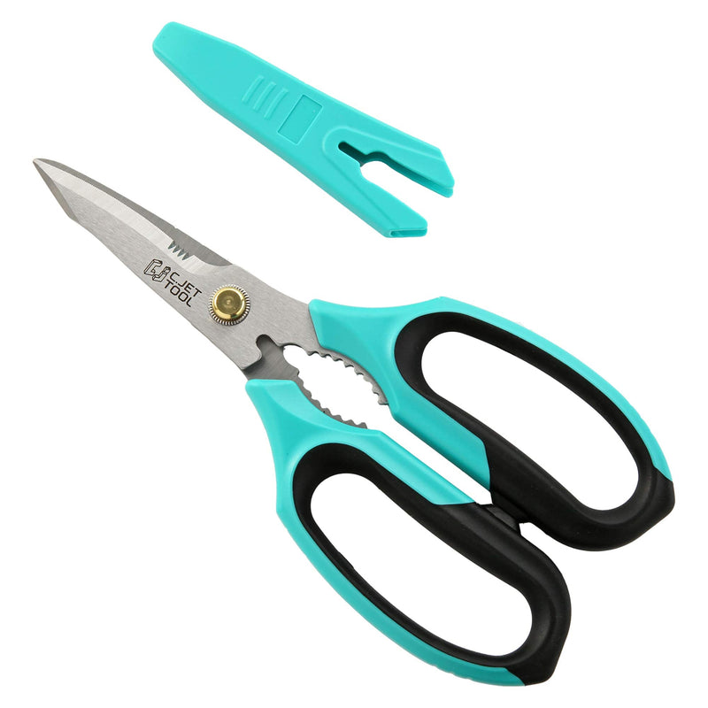 C.JET TOOL 8" Sharp Stainless Kitchen Scissors Meat Vegetables Herbs Food Cutting Shear Heavy Duty Cooking Scissors with Soft Grip Utility Multi-Purpose Carton Opening Tip Blade (Turquoise) Turquoise - BeesActive Australia