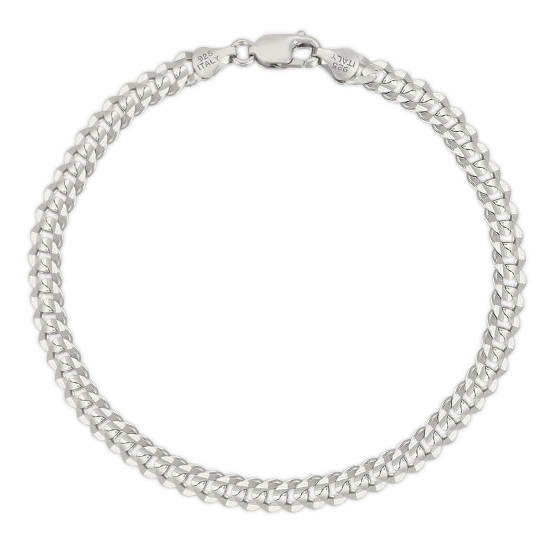 Savlano 925 Sterling Silver Curb Cuban Link Chain Bracelet for Men & Women - Made in Italy Comes With a Gift Box 8.0 Inches 4MM - BeesActive Australia