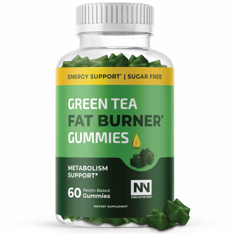 Green Tea Fat Burner Gummies for Weight Loss, Metabolism & Appetite Support | Metabolism Booster & Appetite Suppressant with Green Coffee Bean, Burn Belly Fat For Women & Men, Apple Flavor, 60 Gummies
