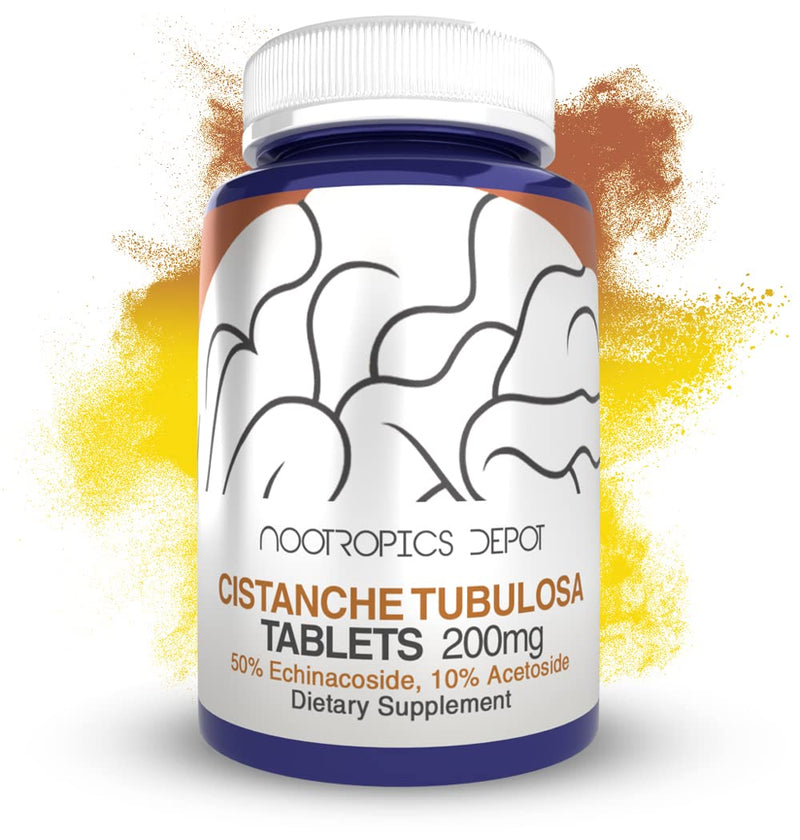 Nootropics Depot Cistanche tubulosa Tablets | 200mg | 60 Count | Minimum 50% Echinacoside + 10% Acetoside (Verbascoside) | Promotes Physical Strength and Energy | Promotes Vitality 60 Count (Pack of 1) - BeesActive Australia