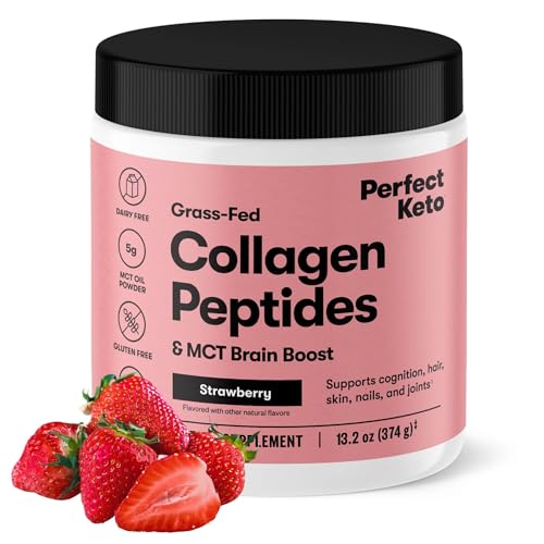 Perfect Keto Collagen Peptides Protein Powder, Strawberry | 20 Servings