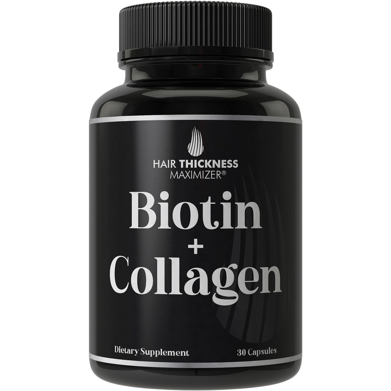 Biotin and Collagen Supplement with 10000mcg Biotin. 2-in-1 Vitamin Complex | Bovine Collagen for Thinning & Brittle Hair, Advanced, Supports Thicker, Healthier Hair Growth for Women, Men