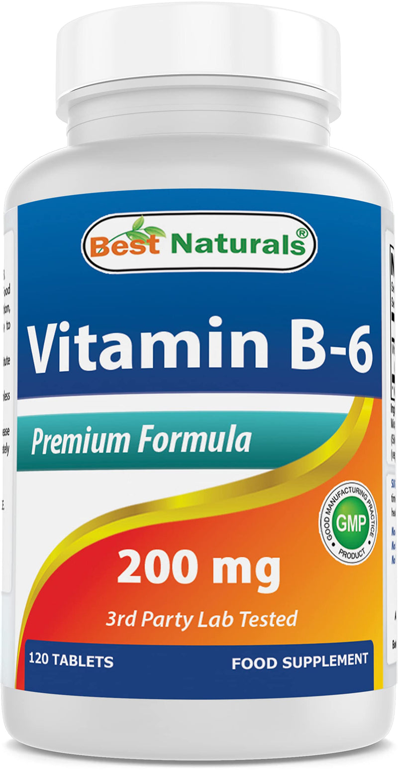 Best Naturals Vitamin b6 200mg for Adults, 120 Tablets (120 Count (Pack of 1)) 120 Count (Pack of 1)