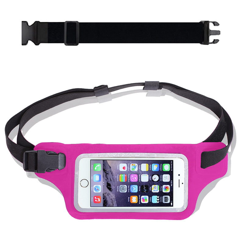 Ultimate Pink Waterproof Running Swimming Belt: Phone & Essentials Holder for Gym, Beach, Kayaking, Ski! Fits iPhone, Samsung - Touchscreen, IPX8 Rated Dry Waist Pouch - Adventure-Ready Performance! Hot Pink - BeesActive Australia