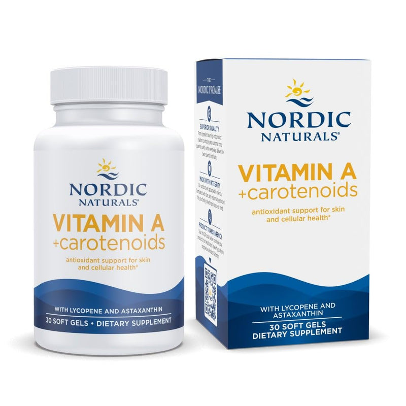 Nordic Naturals Vitamin A + Carotenoids, Unflavored - 30 Soft Gels - Lycopene & Astaxanthin - Supports Skin, Cellular Health - Non-GMO - 30 Servings 30 Count (Pack of 1) - BeesActive Australia