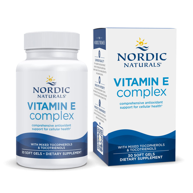 Nordic Naturals Vitamin E Complex, Unflavored - 30 Soft Gels - 6 Forms of Vitamin E for Antioxidant Support - Cellular Protection - Non-GMO - 30 Servings 30 Count (Pack of 1)