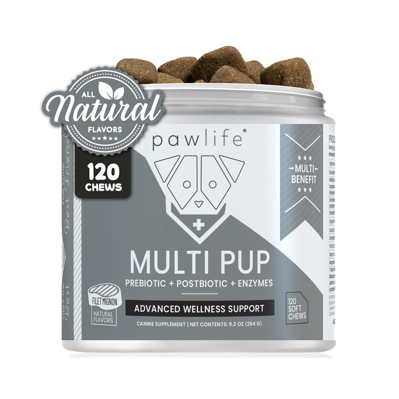 All Natural Multivitamin Soft Chews for Dogs| Glucosamine Chondroitin for Joint Support with Probiotics for Gut & Immune Health| Mobility and Advanced Wellness Support|4-Month Supply - PawsPlanet Australia