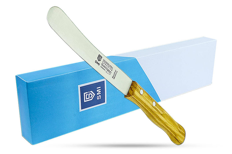 SMI - Bread Knife Solingen Butter Knife Olive Wood Handle Butter Spreader Table Knife with Wide Blade - Made in Germany - Not Dishwasher Safe - BeesActive Australia