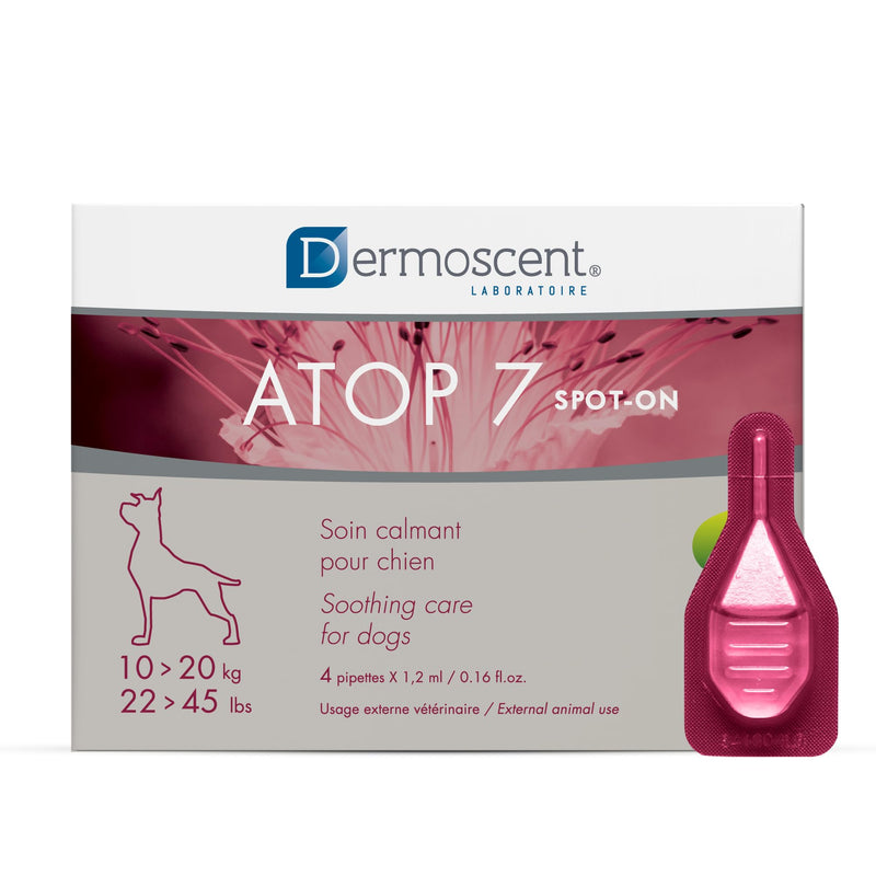 Dermoscent ATOP 7 spot-on - Medium Dogs 22-45 lbs - Soothing Care for Sensitive, Dry and Itchy Skin or Allergy Prone Skin - Natural Ingredients - 4 pipettes - PawsPlanet Australia