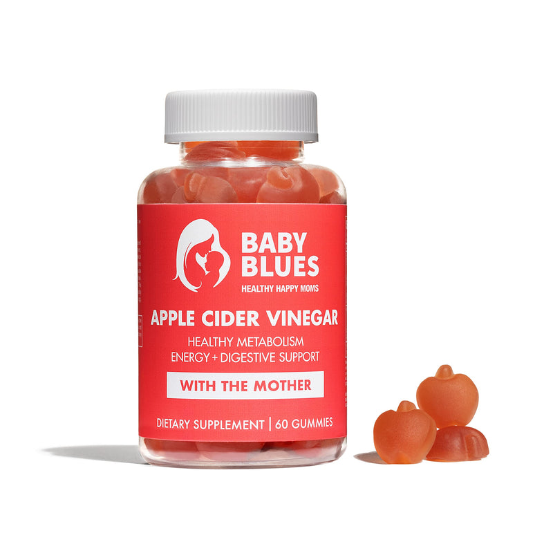 Baby Blues Apple Cider Vinegar Gummies with the Mother for Bloating, Metabolism and Healthy Weight, Postpartum and Breastfeeding Women, Apple Flavor, Vegan, 60 Count
